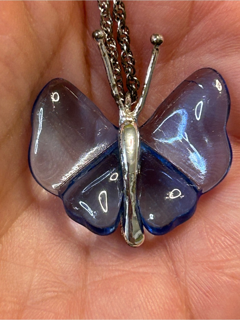 Avon Iridescent Blue Purple Butterfly Necklace